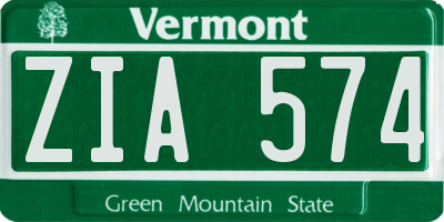 VT license plate ZIA574