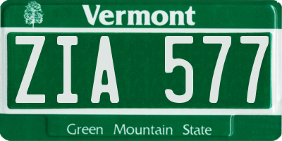 VT license plate ZIA577