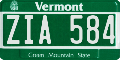 VT license plate ZIA584