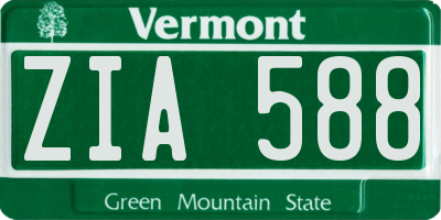 VT license plate ZIA588