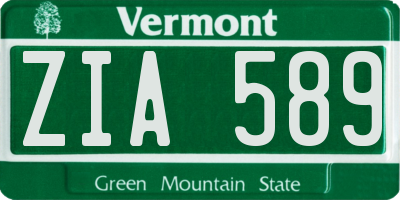 VT license plate ZIA589