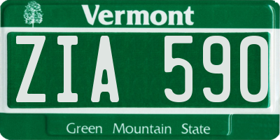 VT license plate ZIA590