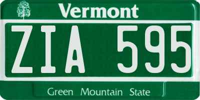 VT license plate ZIA595