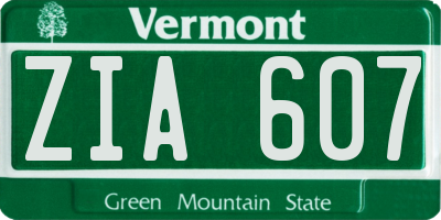 VT license plate ZIA607