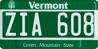 VT license plate ZIA608