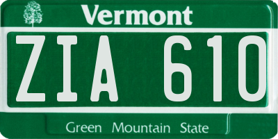 VT license plate ZIA610