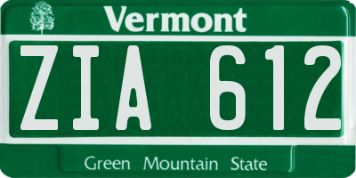 VT license plate ZIA612