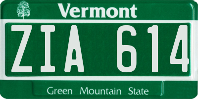 VT license plate ZIA614