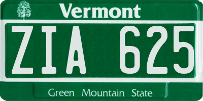 VT license plate ZIA625