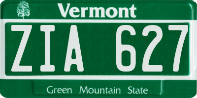 VT license plate ZIA627