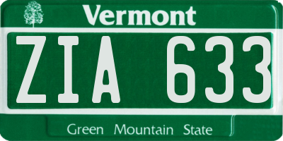 VT license plate ZIA633