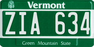 VT license plate ZIA634