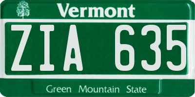 VT license plate ZIA635