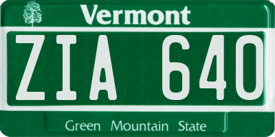 VT license plate ZIA640
