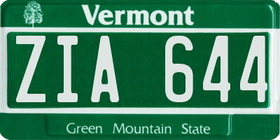 VT license plate ZIA644