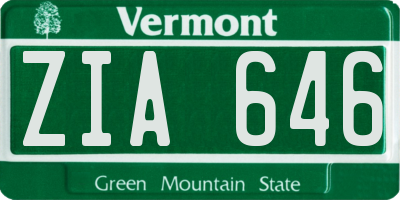 VT license plate ZIA646