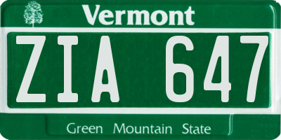 VT license plate ZIA647