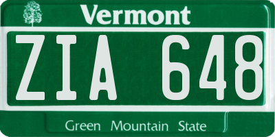VT license plate ZIA648