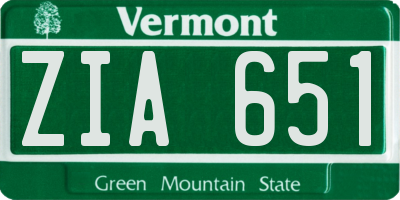 VT license plate ZIA651
