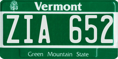 VT license plate ZIA652