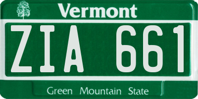 VT license plate ZIA661
