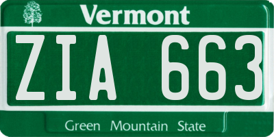 VT license plate ZIA663