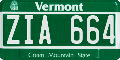 VT license plate ZIA664