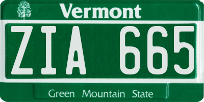 VT license plate ZIA665