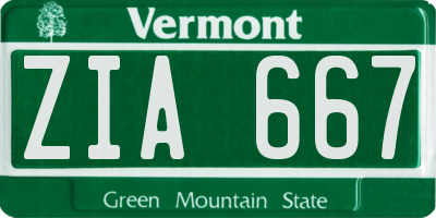 VT license plate ZIA667