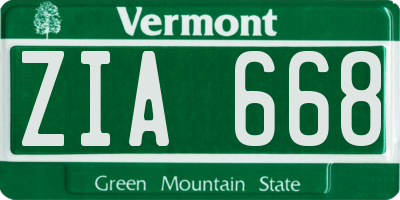 VT license plate ZIA668