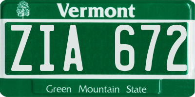 VT license plate ZIA672