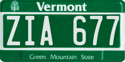 VT license plate ZIA677