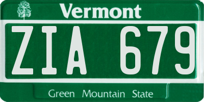 VT license plate ZIA679