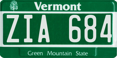 VT license plate ZIA684