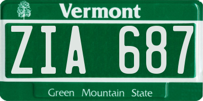 VT license plate ZIA687