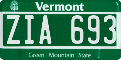 VT license plate ZIA693