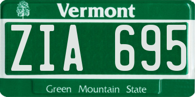 VT license plate ZIA695