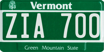 VT license plate ZIA700