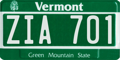 VT license plate ZIA701