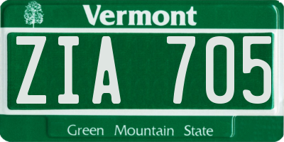 VT license plate ZIA705