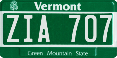 VT license plate ZIA707