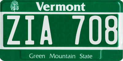 VT license plate ZIA708