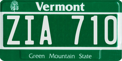VT license plate ZIA710