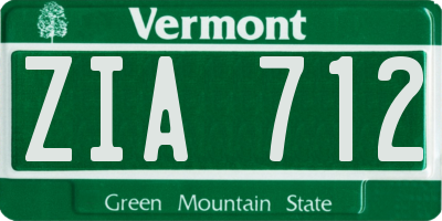VT license plate ZIA712