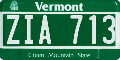 VT license plate ZIA713