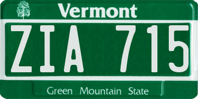 VT license plate ZIA715