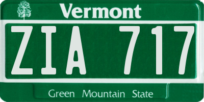 VT license plate ZIA717