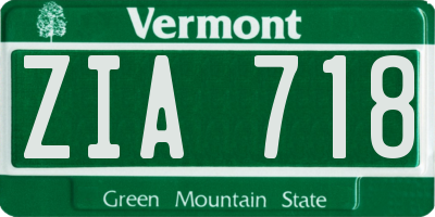 VT license plate ZIA718