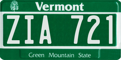 VT license plate ZIA721