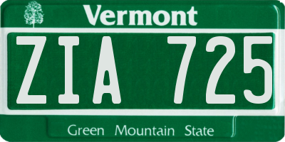 VT license plate ZIA725